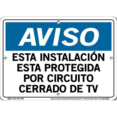 Vestil Aluminum Composite Sign, 7-1/2" Height, 10-1/2" Width, Aluminum Composite, Rectangle, Spanish SI-N-34-A-AC-130-S